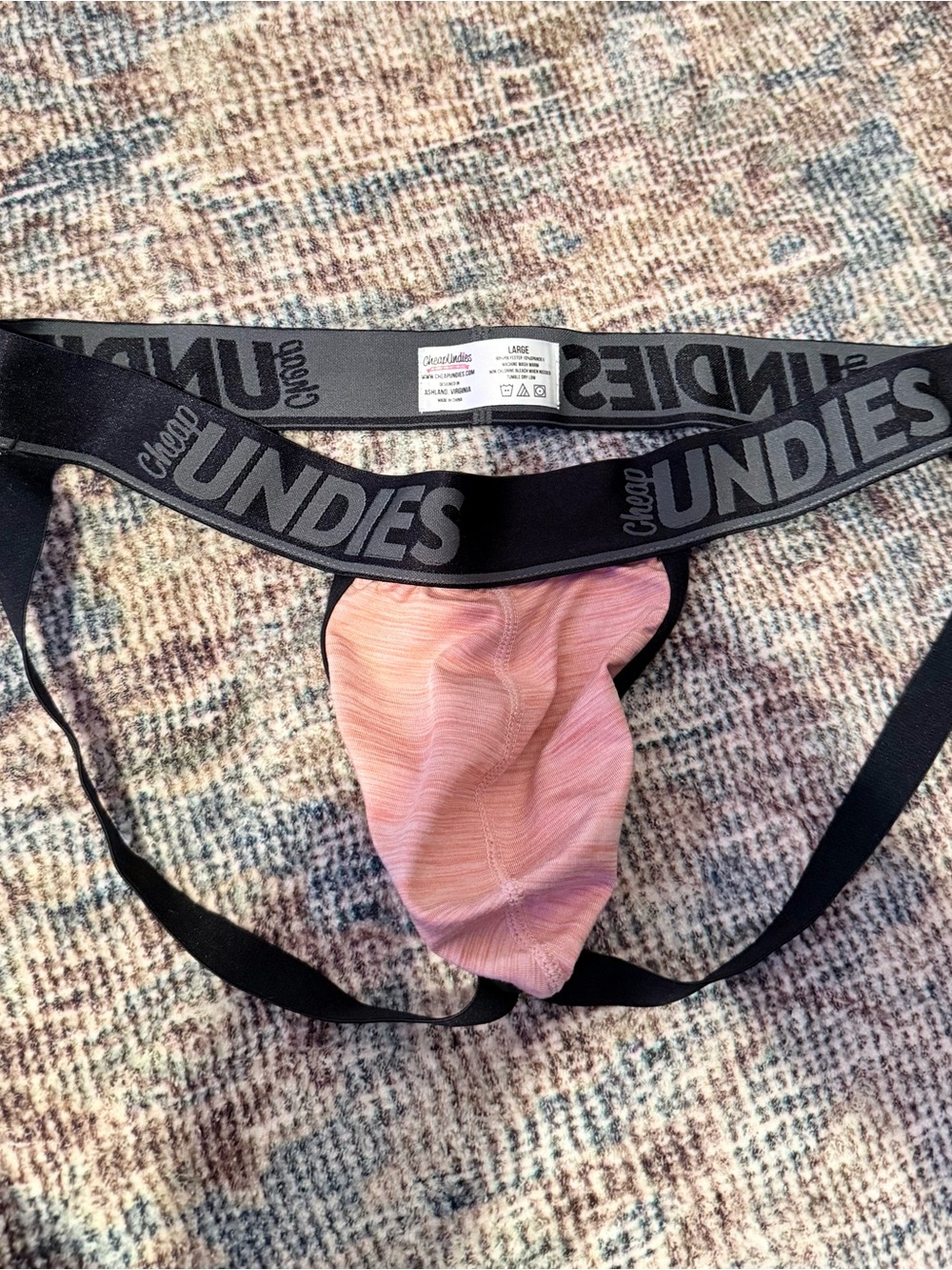 Cheap Undies Men’s Salmon Heather Jockstrap with Black Waistband